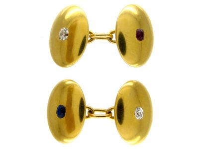 Multi Gem 18ct Gold Cufflinks