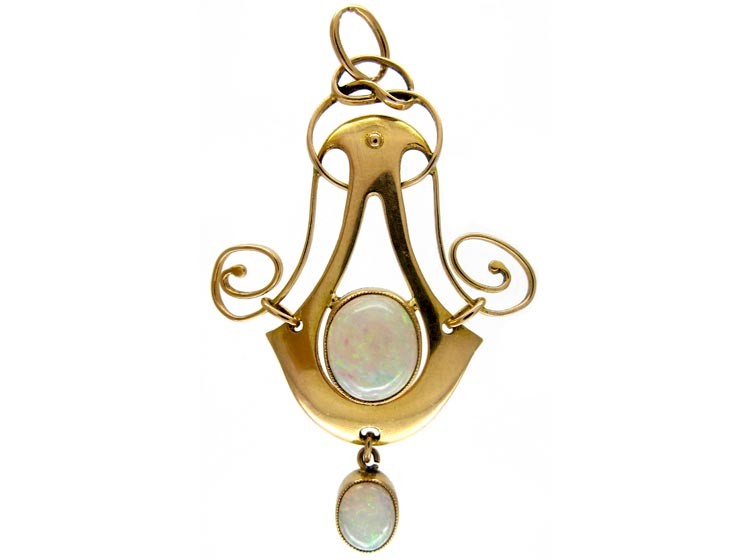 Art Nouveau Opal 15ct Gold Pendant