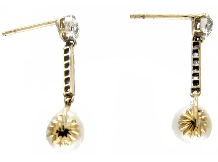 Edwardian Pearl & Diamond Drop Earrings