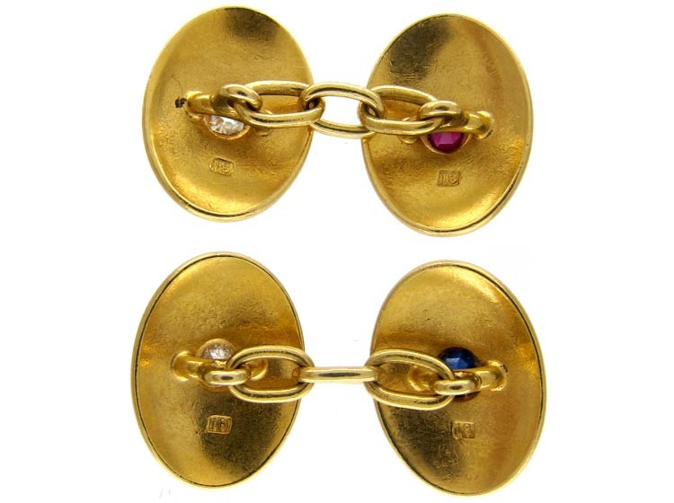 Multi Gem 18ct Gold Cufflinks