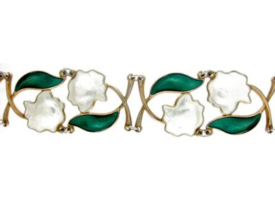 Silver Enamel Roses Bracelet