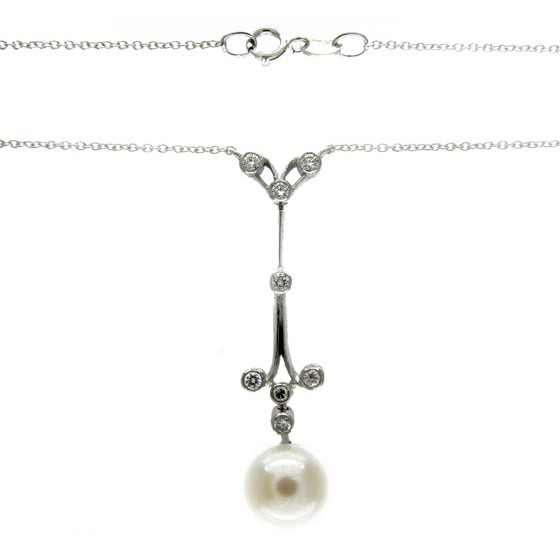 Pearl Diamond Drop Pendant