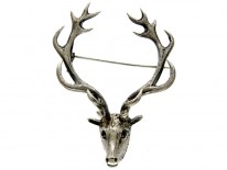 Scottish Silver Stag's Head Brooch