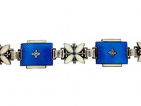 Silver Blue & White Enamel Bracelet