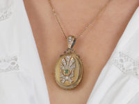 Victorian Emerald & Pearl Gold Locket Pendant