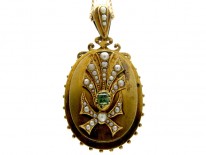 Victorian Emerald & Pearl Gold Locket Pendant