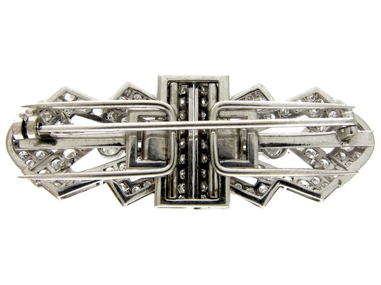Art Deco Double Clip Diamond Brooch
