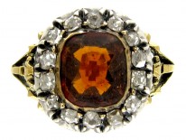 Hessanite Garnet & Diamond Ring