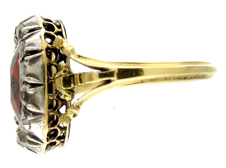 Hessanite Garnet & Diamond Ring