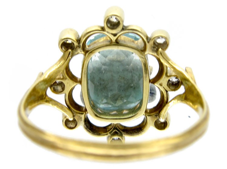 Edwardian Aquamarine & Diamond Ring