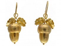 Victorian Acorn Drop Gold Earrings