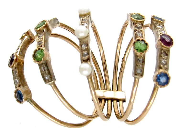 Multi Gemstone Harem Ring