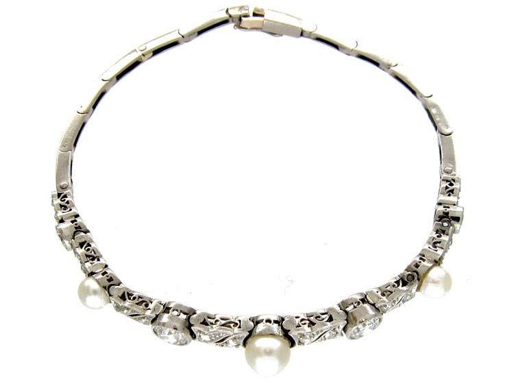 Diamond & Natural Pearl Bracelet