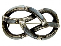 Scottish Silver & Grey Agate Brooch