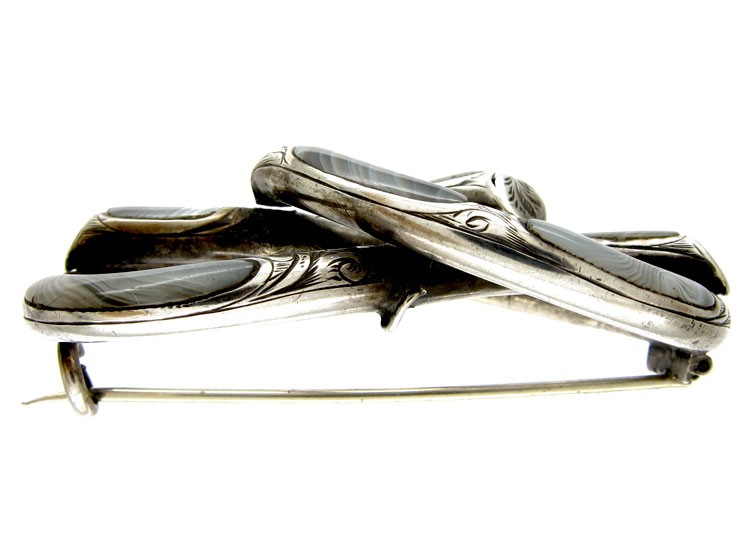 Scottish Silver & Grey Agate Brooch
