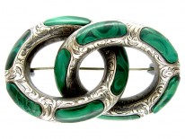 Scottish Silver & Malachite Brooch