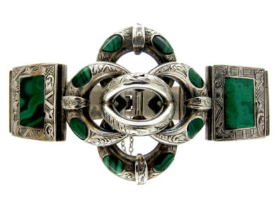 Scottish Silver & Malachite Knot Bracelet