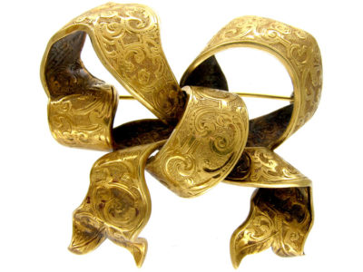 Victorian Gold Bow Brooch