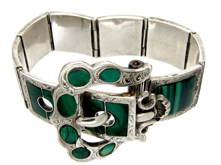 Scottish Silver & Malachite Bracelet
