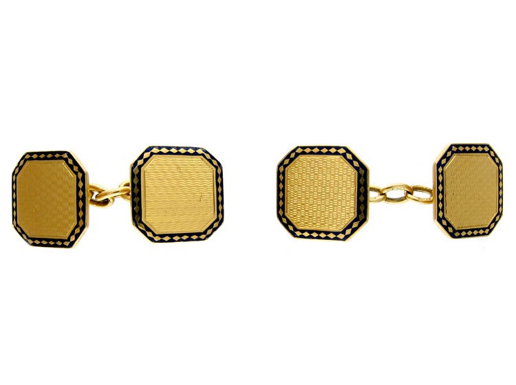 18ct Gold & Enamel Cufflinks