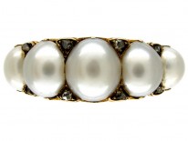 Natural Pearl & Rose Diamond Ring