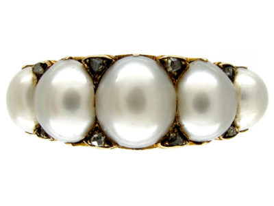 Natural Pearl & Rose Diamond Ring