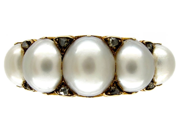 Natural Pearl & Rose Diamond Ring