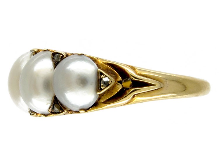 Natural Pearl & Rose Diamond Ring