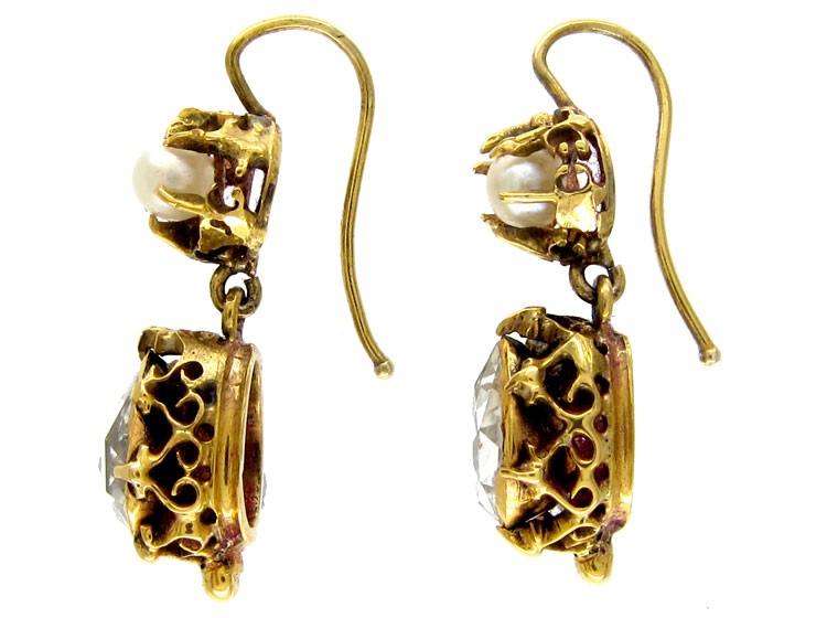 Rose Diamond & Pearl Earrings