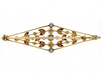 Edwardian 15ct Gold & Platinum Brooch set with Sapphires & Diamonds