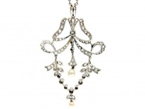 Edwardian Diamond & Platinum Pendant on Chain