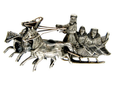 Russian Troika Brooch