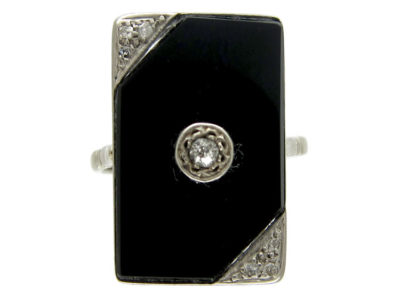 Onyx & Diamond Art Deco Ring