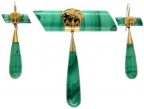Russian Malachite Brooch & Earrings