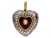 Amethyst Enamel Heart Pendant