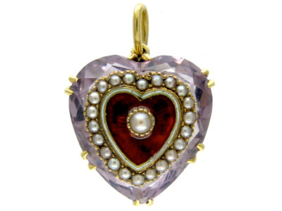 Amethyst Enamel Heart Pendant