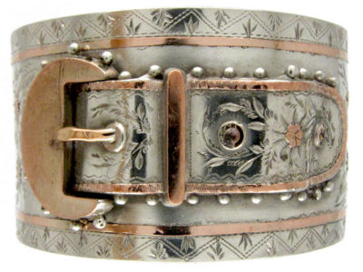 Silver & Gold Overlay Buckle Bangle