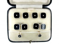 18ct Gold & Platinum Onyx & Diamond Dress Set