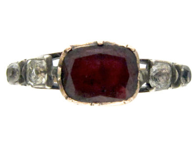 Georgian Flat Cut Almandine Garnet & Paste Ring