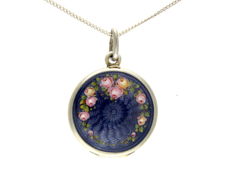 Silver Enamel Locket Pendant