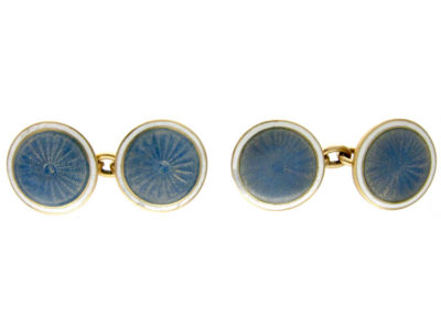 Guilloche Enamel 18ct Gold Cufflinks