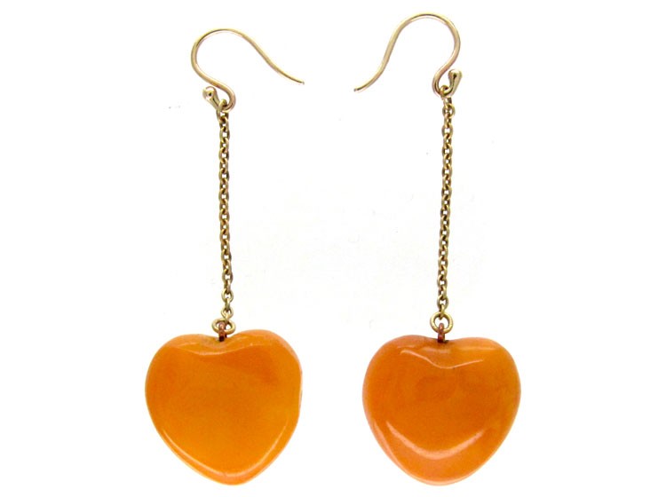 Amber Heart Drop Earrings