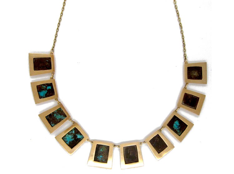 Turquoise Matrix Art Nouveau Necklace