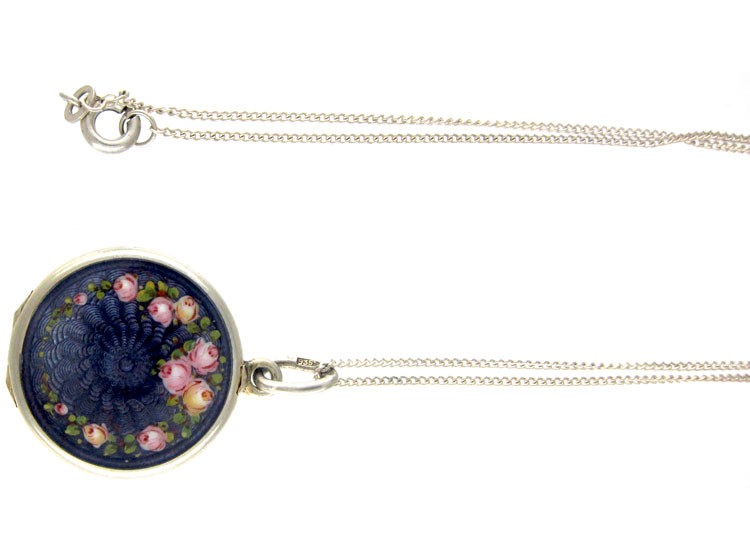Silver Enamel Locket Pendant