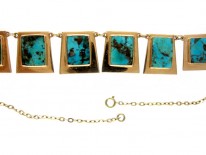 Turquoise Matrix Art Nouveau Necklace