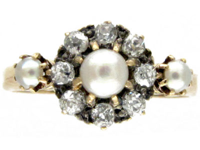 Diamond & Pearl Cluster Ring
