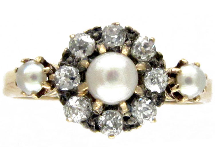 Diamond & Pearl Cluster Ring