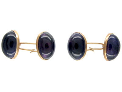 Amethyst Cabochon Gold Cufflinks