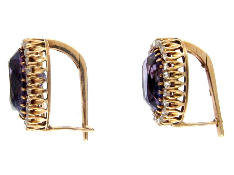 Siberian Amethyst & Diamond Earrings