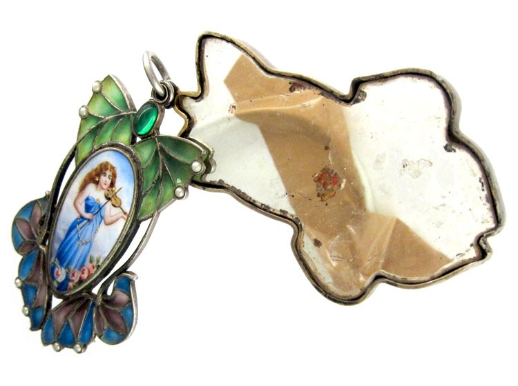 Art Nouveau Plique-à-Jour Silver Pendant